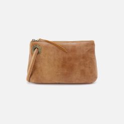 Daisy Daze Large Wristlet in Buffed Leather - Whiskey