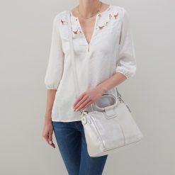 Alternative view of Sheila Medium Satchel In Metallic Leather - Silver