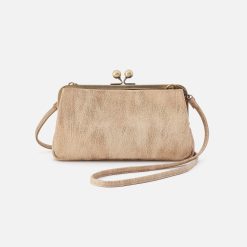 Lauren Frame Crossbody in Metallic Leather - Gold Leaf