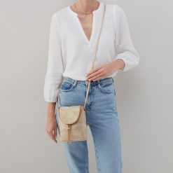 Alternative view of Fern Crossbody In Metallic Leather - Gold Leaf