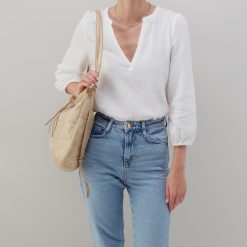 Alternative view of Merrin Convertible Backpack in Metallic Leather - Gold Leaf