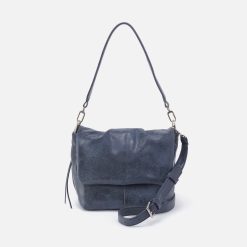 Harley Convertible Shoulder Bag in Buffed Leather - Indigo Sky