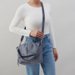 Alternative view of Harley Convertible Shoulder Bag in Buffed Leather - Indigo Sky