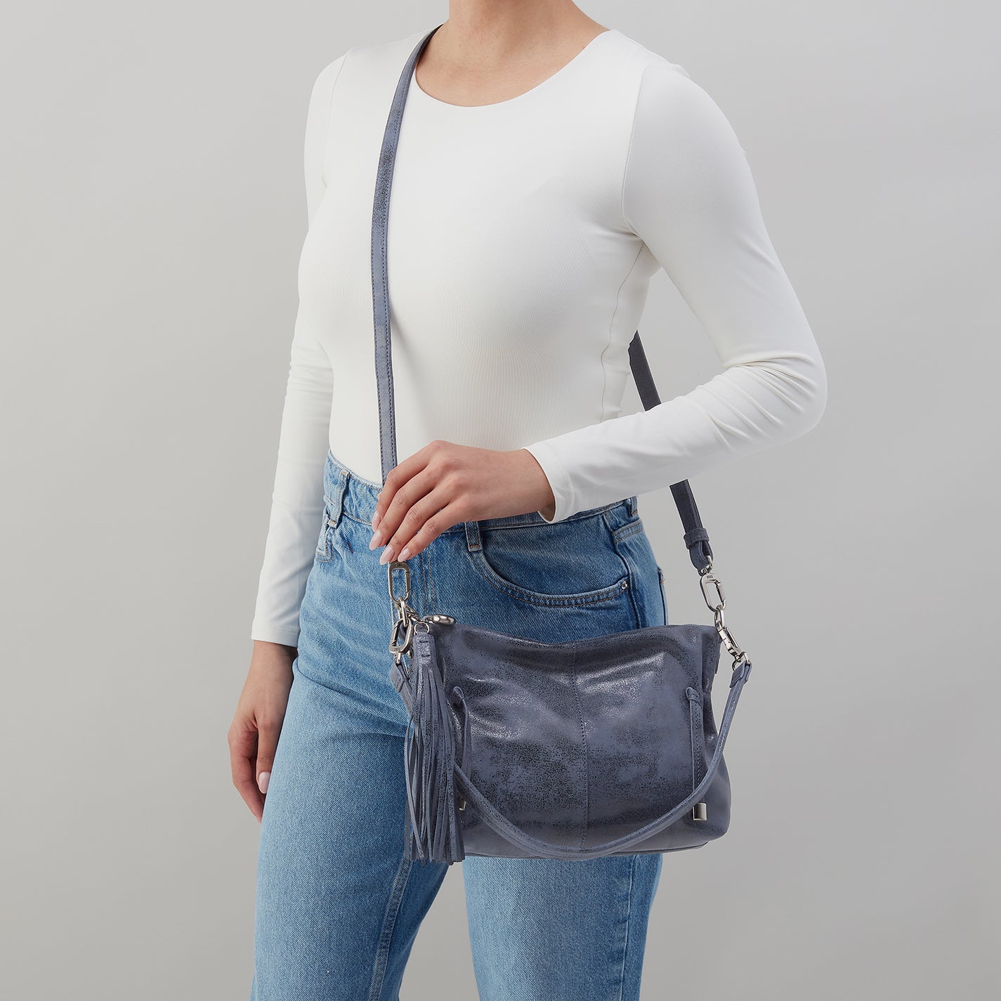 Kori Crossbody in Buffed Leather - Indigo Sky - Image 3