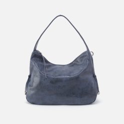 Kori Hobo in Buffed Leather - Indigo Sky