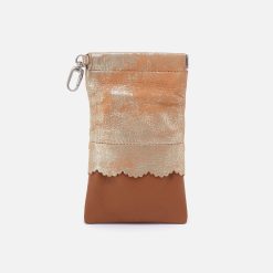 Facile Eyeglass Case In Metallic Leather - Saddle Stardust