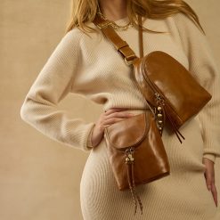 Alternative view of Fern Crossbody in Polished Leather - Truffle