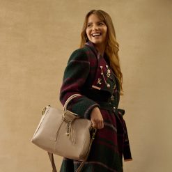 Alternative view of Sheila Medium Satchel in Aniline Gloss Leather - Stone Gloss