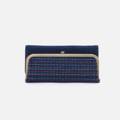 Rachel Continental Wallet In Denim Fabric - Dark Denim