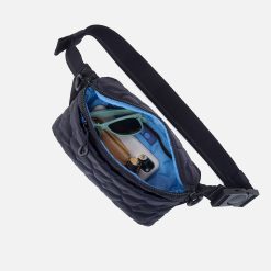 Alternative view of BE HOLD Quilted Belt Bag in CaRefiber recycled nylon - Jet with Ocean Quilt