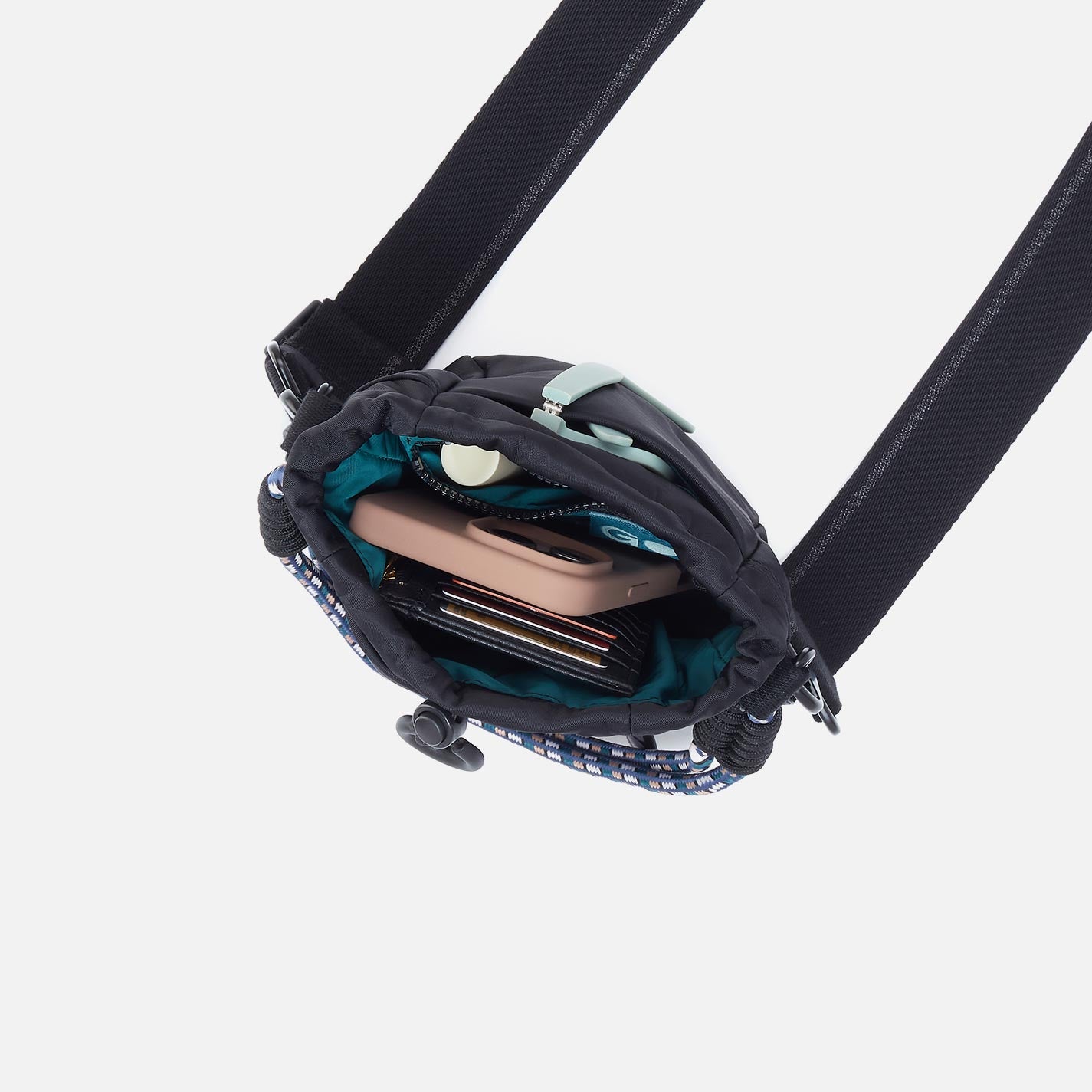 QUICK CINCH CROSSBODY in CaRefiber recycled nylon - Teal - Image 3