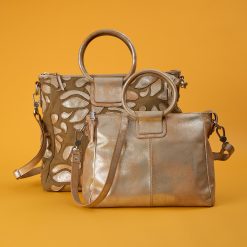Alternative view of Sheila Medium Satchel In Metallic Leather - Saddle Stardust