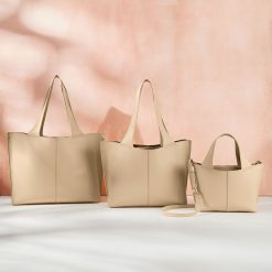 Alternative view of Vida Tote in Micro Pebbled Leather - Almond