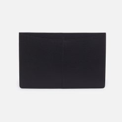 Vida Large Laptop Sleeve in Micro Pebbled Leather - Black