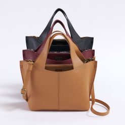 Alternative view of Vida Small Tote in Micro Pebbled Leather - Biscuit