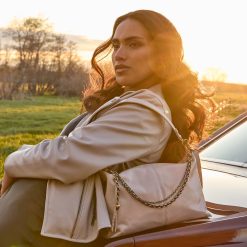 Alternative view of Avon Shoulder Bag in Aniline Gloss Leather - Stone Gloss