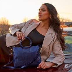 Alternative view of Sheila Medium Satchel in Polished Leather - Winter Violet