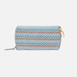 Spark Double Eyeglass Case In Buffed Leather - Sky