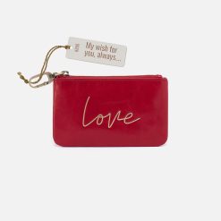 Sentiment Pouch In Polished Leather - Flame