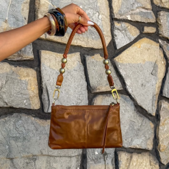 Alternative view of Tamborine Strap in Polished Leather - Truffle