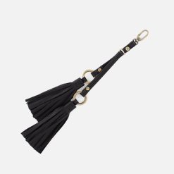 Ring Tassel Swag in Pebbled Leather - Black