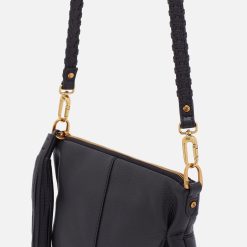 Alternative view of Thin Braided Strap in Pebbled Leather - Black