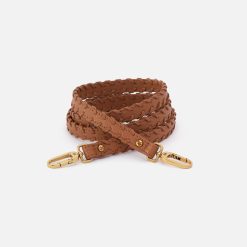 Thin Braided Strap in Pebbled Leather - Warm Honey