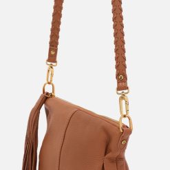 Alternative view of Thin Braided Strap in Pebbled Leather - Warm Honey