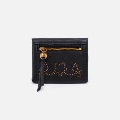 Lumen Mini Wallet in Pebbled Leather - Black With Studs