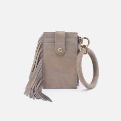 Ring Credit Card Wristlet in Nubuck Leather - Golden Granite
