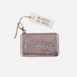 Sentiment Pouch in Metallic Leather - Pewter Spur