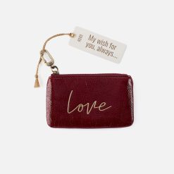 Sentiment Pouch in Aniline Gloss Leather - Garnet Gloss