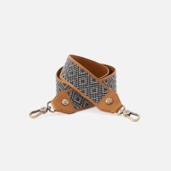 Beaded Guitar Strap in Polished Leather - Natural