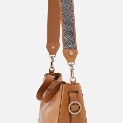 Alternative view of Beaded Guitar Strap in Polished Leather - Natural