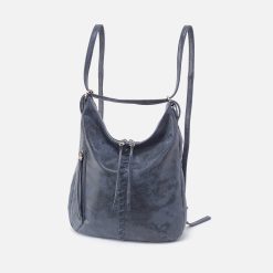 Merrin Convertible Backpack in Buffed Leather - Indigo Sky
