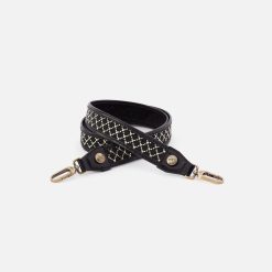 Lattice Stud Strap in Polished Leather - Black