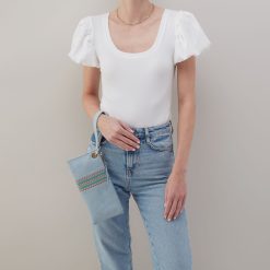 Alternative view of Vida Wristlet In Buffed Leather - Sky