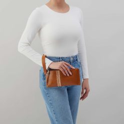 Alternative view of Vida Wristlet in Polished Leather - Truffle