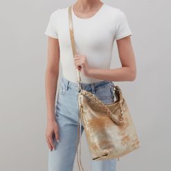 Alternative view of Lindley Hobo In Metallic Leather - Saddle Stardust