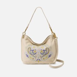 Pier Shoulder Bag In Pebbled Leather - Embroidered Birch