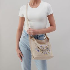 Alternative view of Pier Shoulder Bag In Pebbled Leather - Embroidered Birch