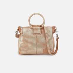 Sheila Medium Satchel In Metallic Leather - Saddle Stardust