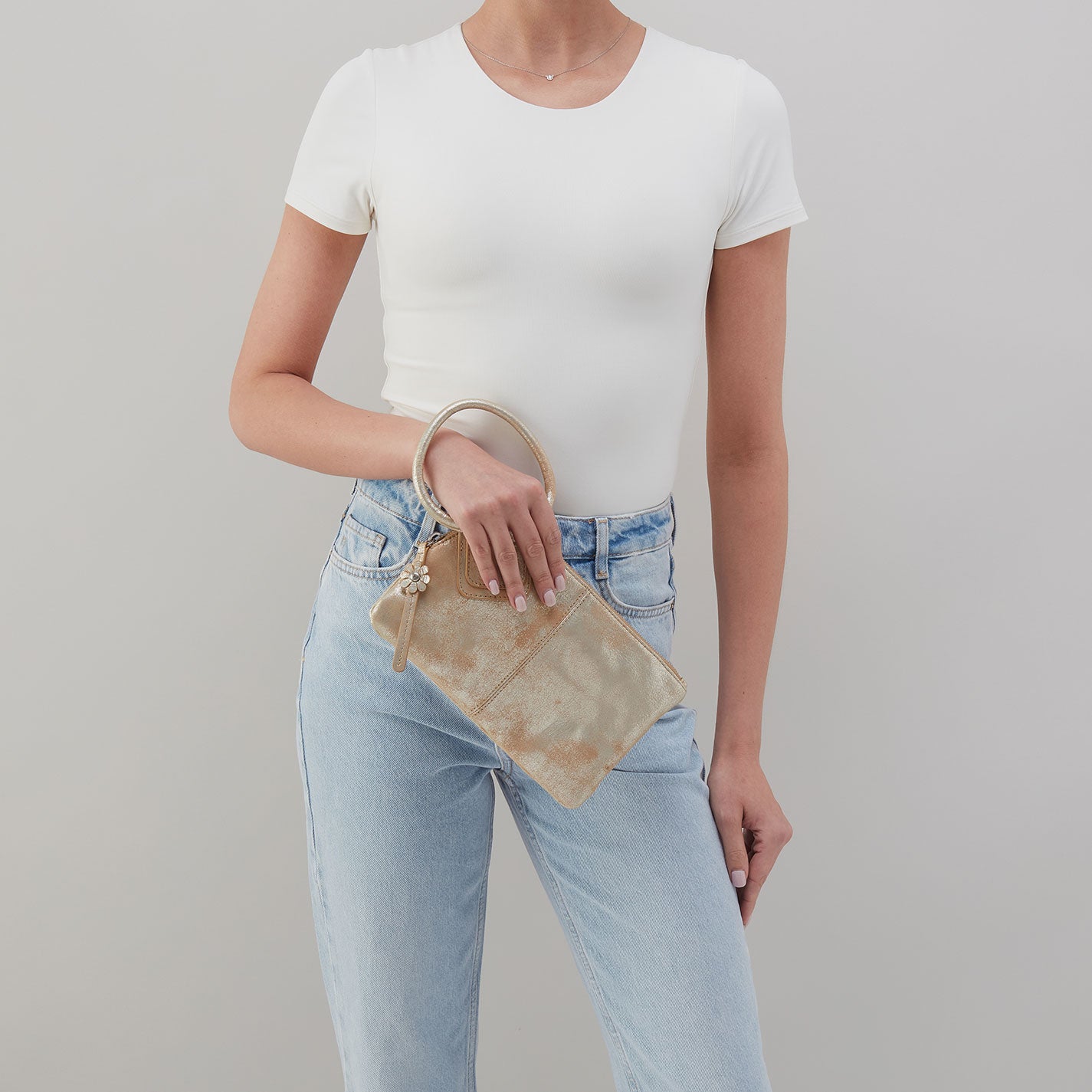 Sable Wristlet In Metallic Leather - Saddle Stardust - Image 3