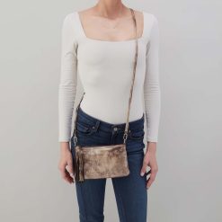 Alternative view of Darcy Crossbody in Metallic Leather - Cocoa Platinum
