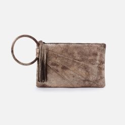 Sheila Soft Ring Clutch in Metallic Leather - Cocoa Platinum