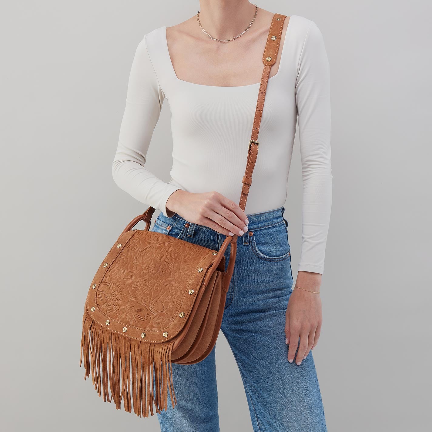 Kiva Large Crossbody in Suede Leather - Barley - Image 3