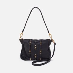 Kori Crossbody in Pebbled Leather - Black With Studs