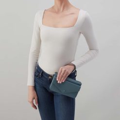 Alternative view of Goldie Wristlet in Pebbled Leather - Agave Leaf