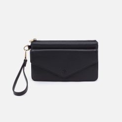 Goldie Wristlet in Pebbled Leather - Black