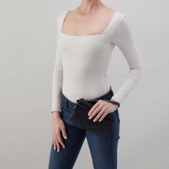 Alternative view of Goldie Wristlet in Pebbled Leather - Black